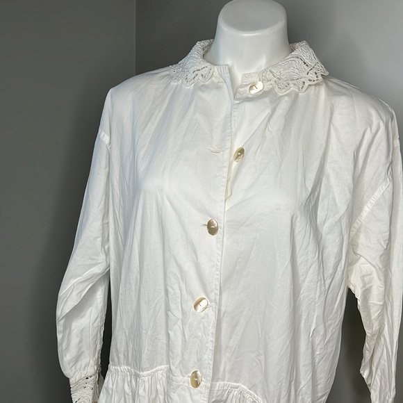 Vintage 1990’s Lone Ranger White Lace Cotton Dress Large - Picture 2 of 11